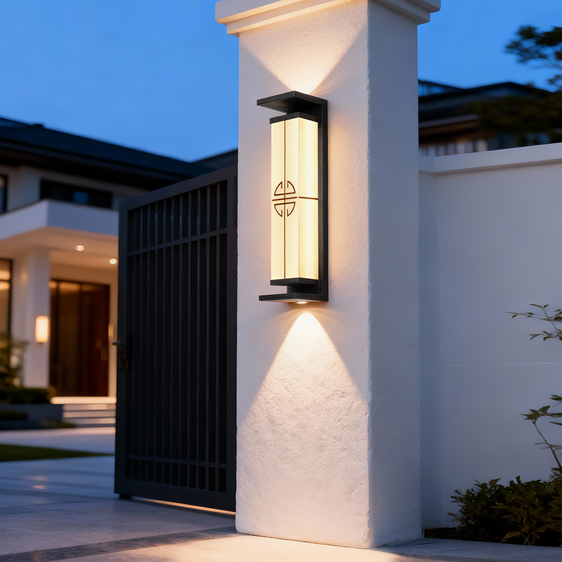 大门两侧中式太阳能户外防水壁灯