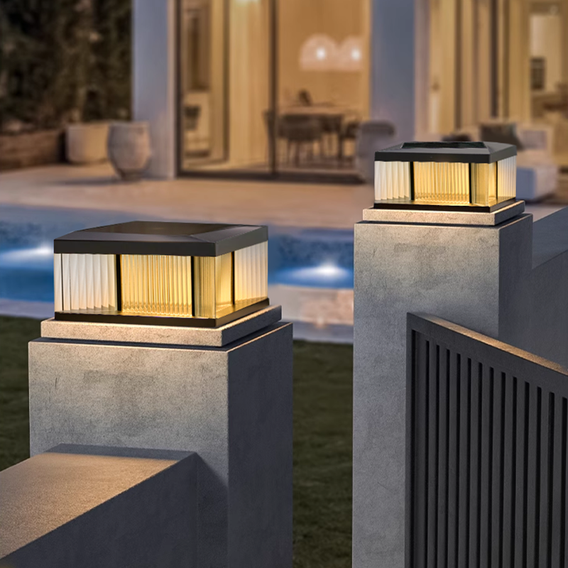 围墙柱头灯太阳能户外防水庭院灯别墅大门口门柱灯现代高端柱子灯