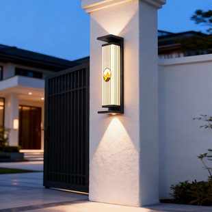 太阳能壁灯户外庭院灯别墅室外防水现代中式 大门口两侧门柱外墙灯