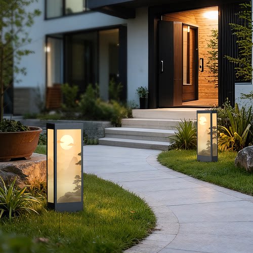 迎客松太阳能防水地插庭院草坪灯