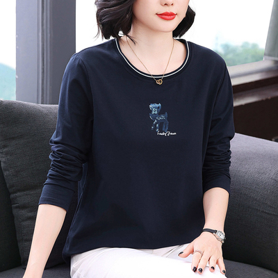 纯棉长袖t恤中年妈妈减龄上衣
