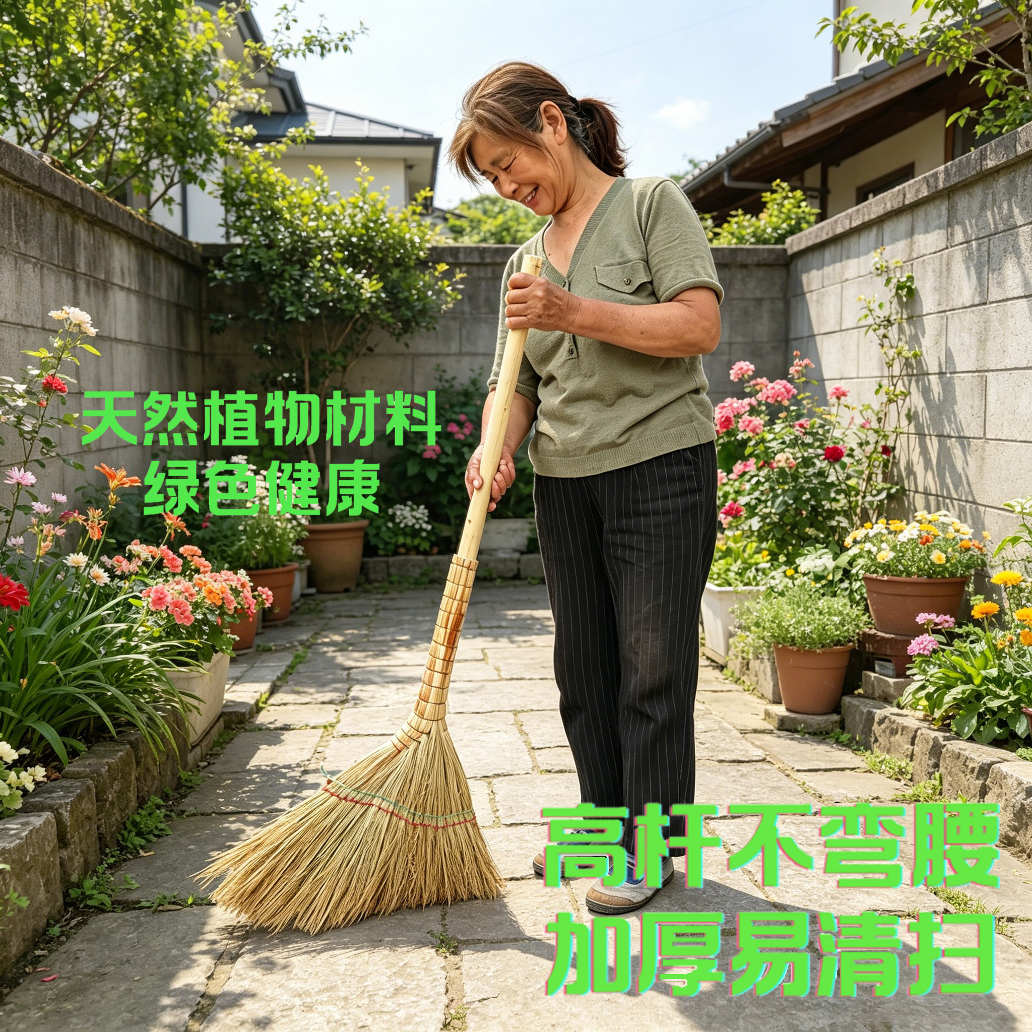 农村老式不弯腰长扫把 帮扶农村产品 加长加厚木把金丝苗扫帚好用