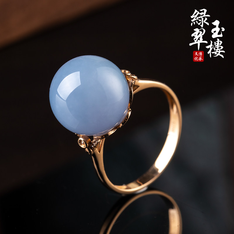 绿翠玉楼缅甸天然翡翠紫罗兰戒指18K金镶嵌玉戒指环手饰带证书549