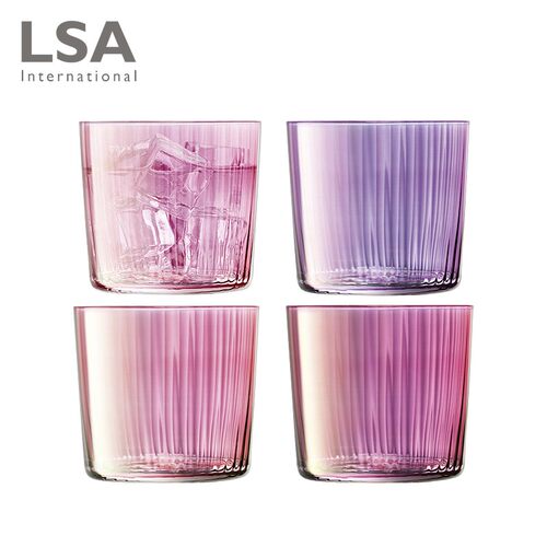 英国LSA 进口四只套装手工宝石幻彩色水杯玻璃杯家用耐热果汁杯