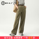 阔腿裤 茶青色弯刀裤 春秋高腰休闲女裤 窄版 直筒牛仔裤 女2026新款