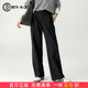 春季 女高级感垂感羊毛西裤 新款 灰色窄版 黑色直筒西装 阔腿裤 裤