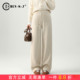 子女2025新款 阔腿裤 冬季 冬裤 羊毛醋酸米色毛呢裤 窄版 休闲裤 直筒裤