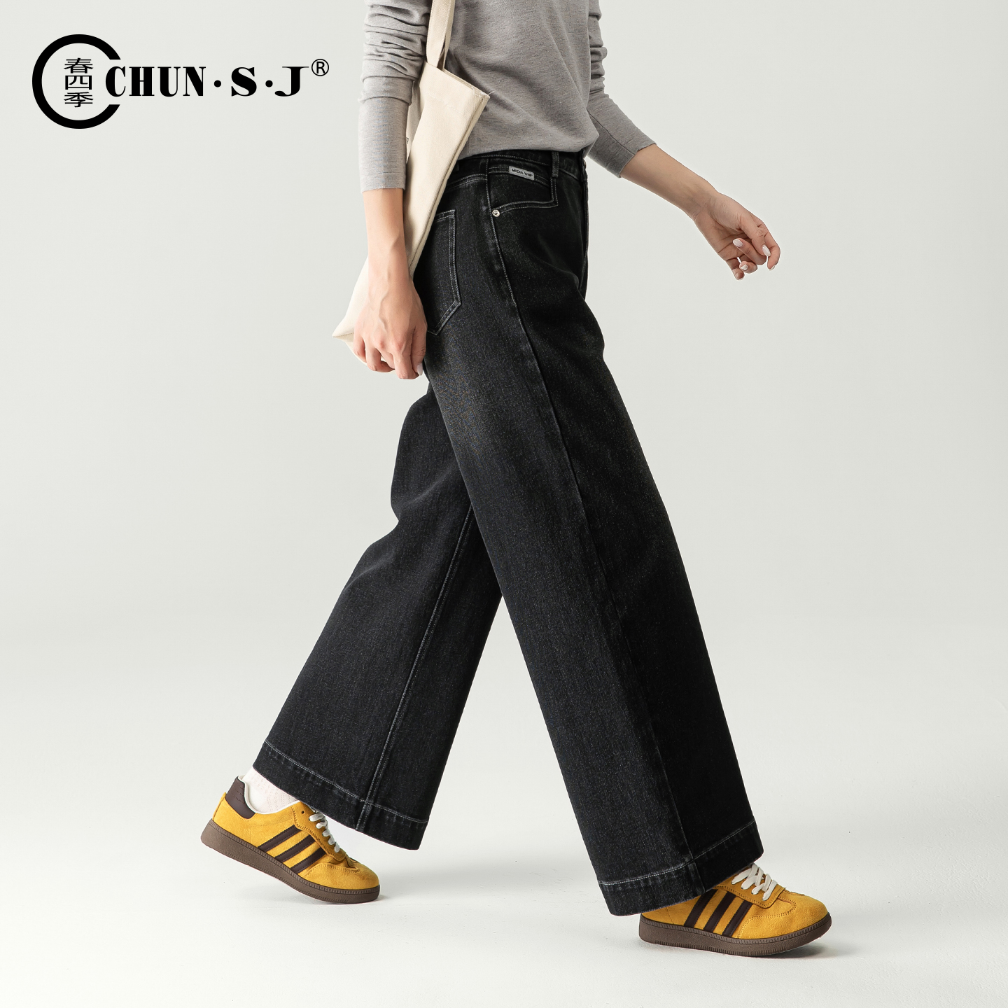 春四季A版阔腿牛仔裤女九分直筒