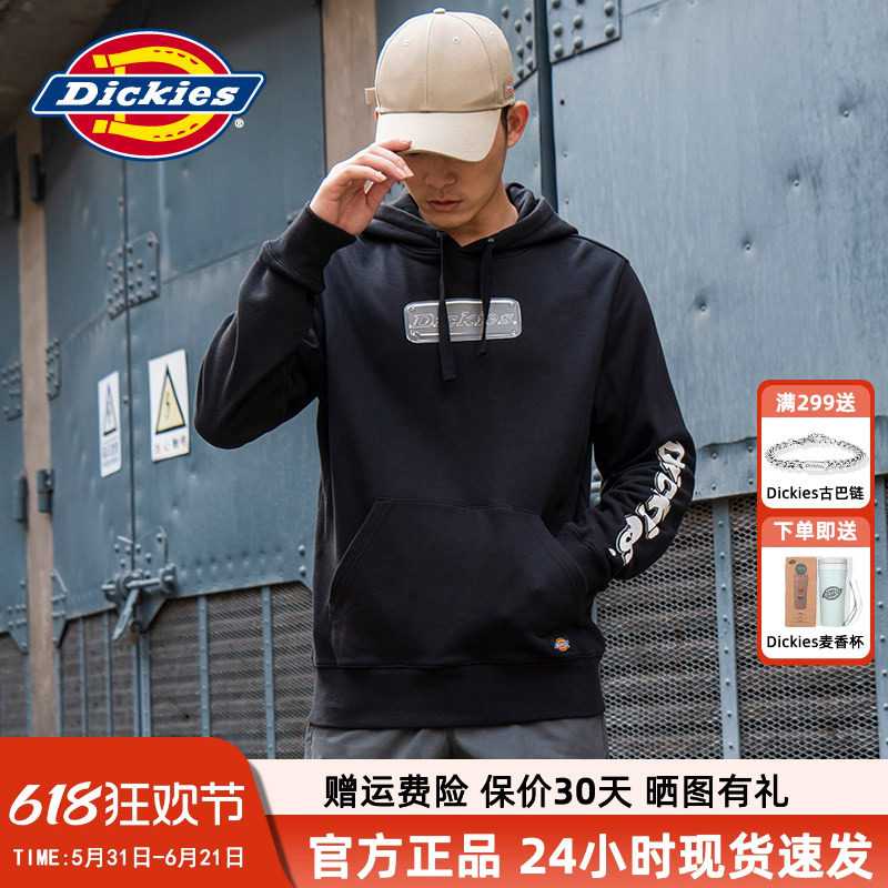 Dickies两袖印花长袖连帽卫衣男式秋冬季新品毛圈布上衣DK008034