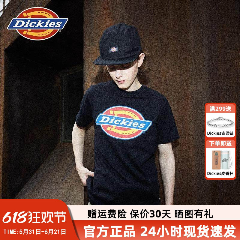Dickies新品短袖男潮流经典三色大Logo圆领全棉T恤女休闲风情侣款