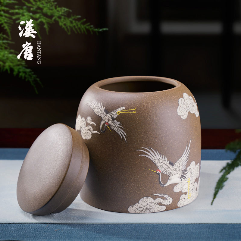 汉唐普洱茶罐紫砂茶叶罐小茶灌陶瓷罐子密封存储罐宜兴紫砂罐存茶