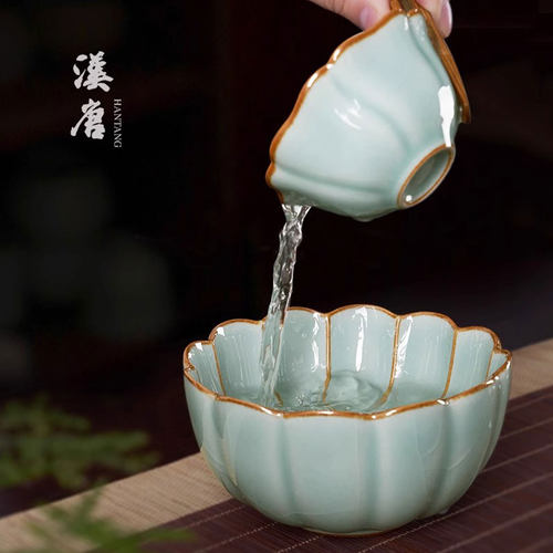 汉唐青瓷开片水洗茶缸茶具配件