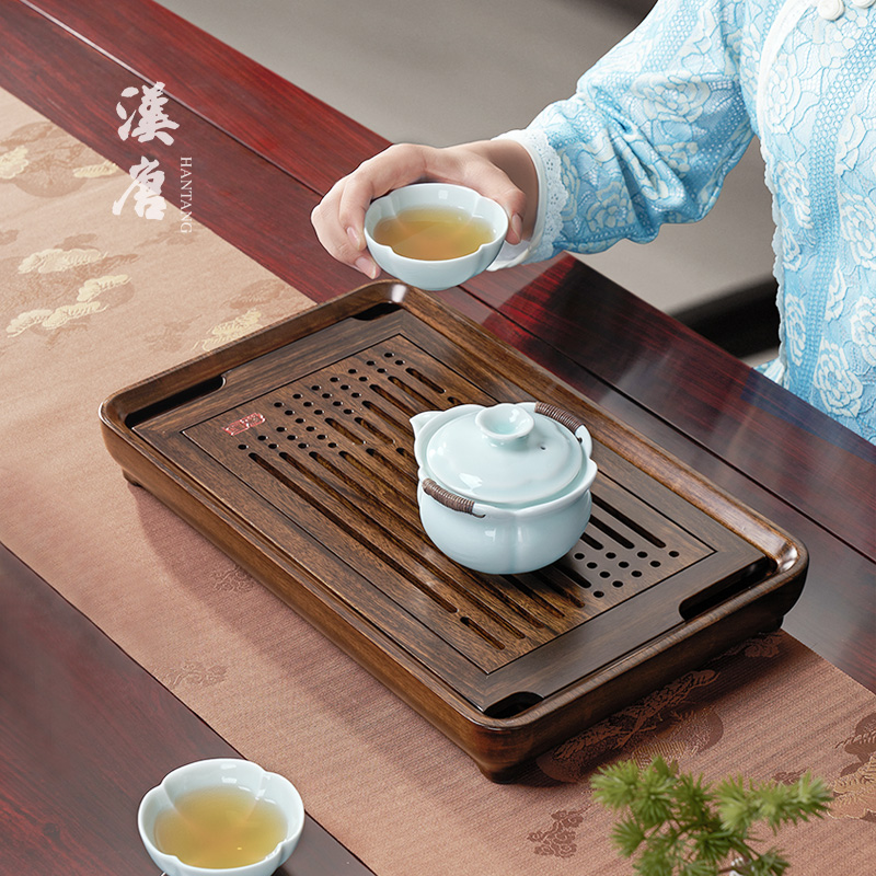 汉唐实木茶盘客厅家用简约干泡台茶托盘现代功夫茶具套装茶台茶海