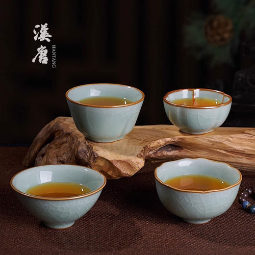 汉唐开片青瓷单杯陶瓷品杯主人杯