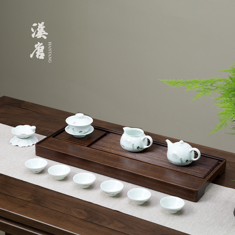 汉唐实木茶盘2025新款家用整木雕刻家用排水式茶托 托盘茶海茶台