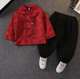 旗袍裙 拜年服宝宝周岁礼女童中式 男童民族服加绒套装 国风儿童唐装