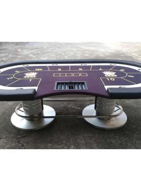 新款高档德州扑克桌，扶手带LED灯，扑克牌筹码定制，简易可折叠