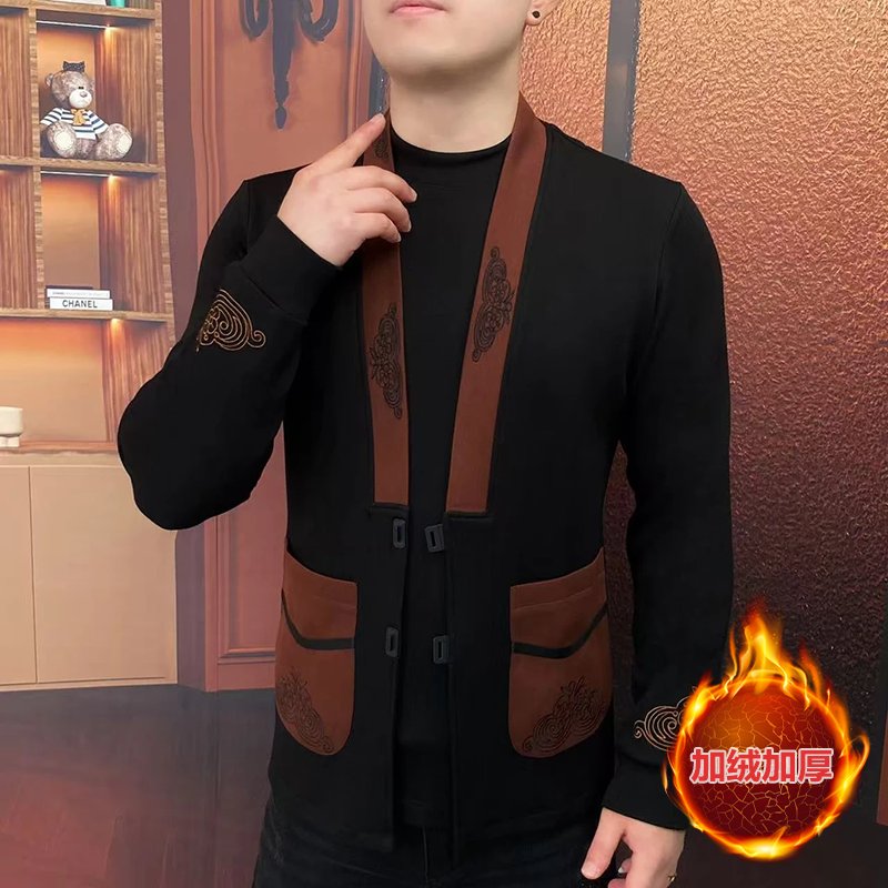 常规轻奢男士帅气立体袋开衫加绒