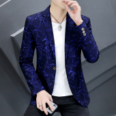 印花轻奢帅气修身 2025年春秋季 潮流上衣西服外套男 休闲小西装 男士