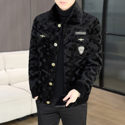 皮毛一体外套男士加厚金貂绒大衣