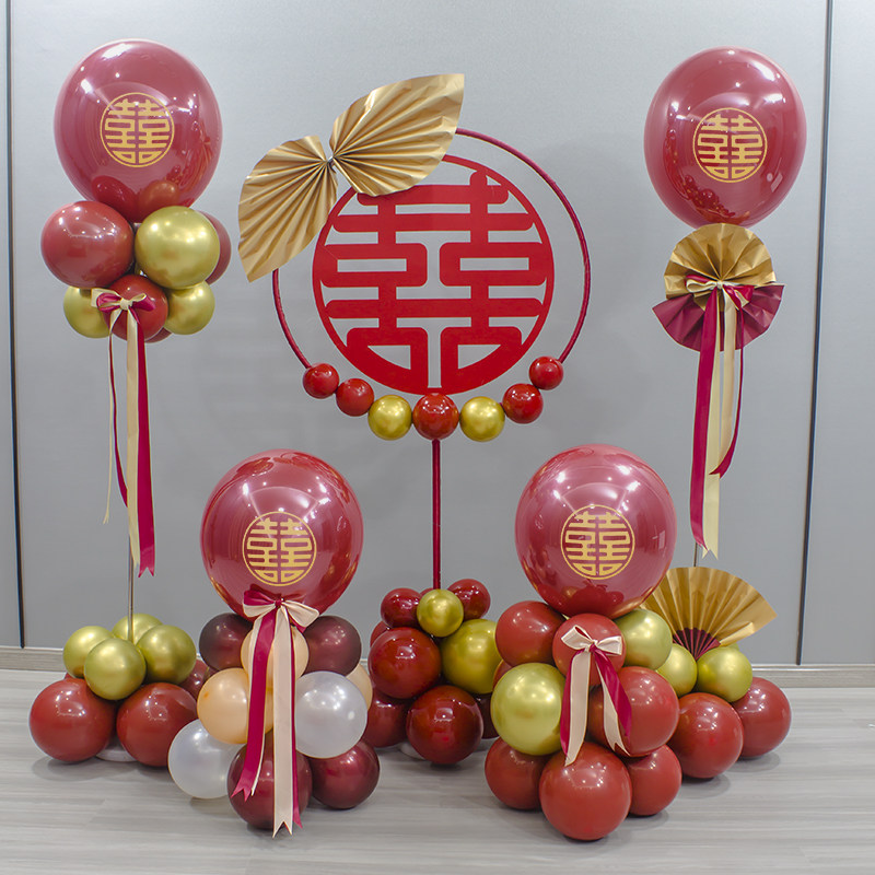 结婚庆迎宾路引气球门口立柱装饰创意浪漫空中圈婚礼布置用品大全