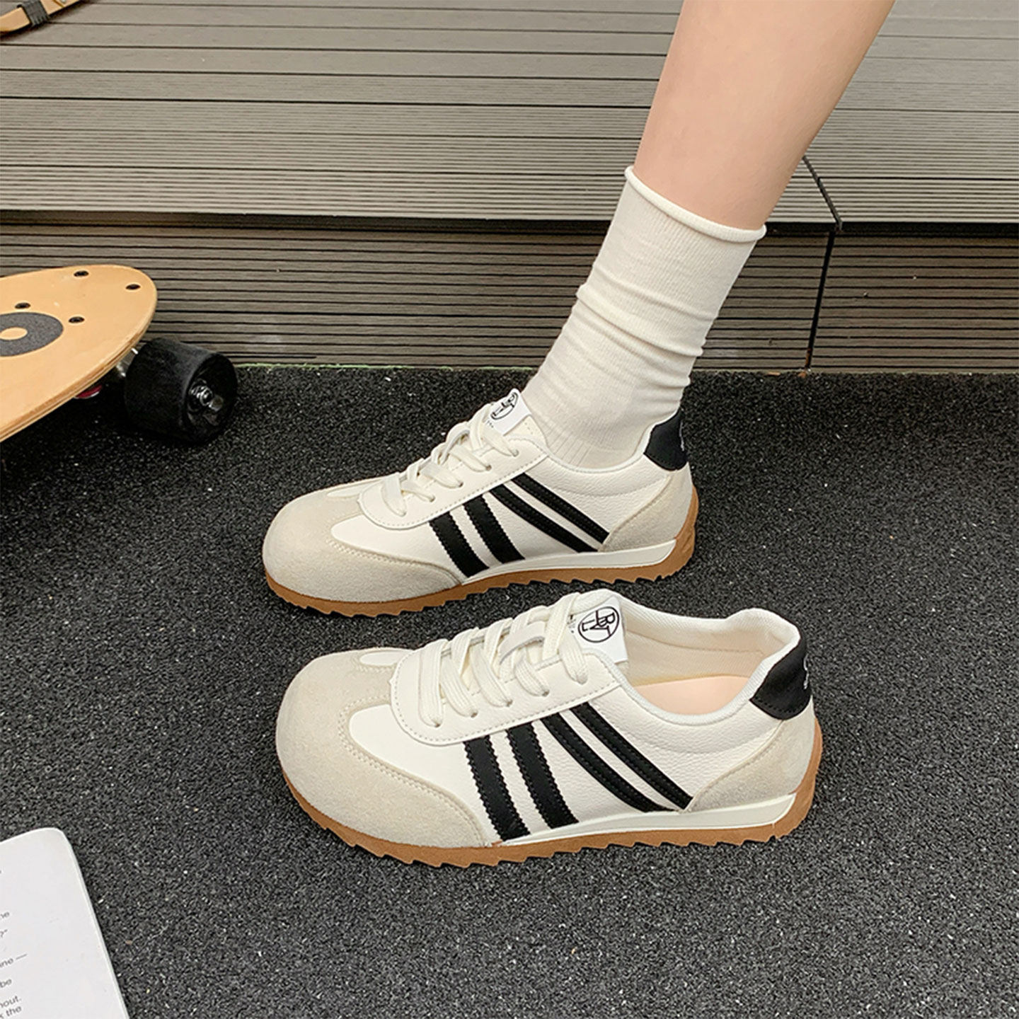 拼色德训鞋女2026春季新款时尚百搭平底阿甘小白鞋休闲单鞋运动鞋,女鞋,德训鞋,淘宝优惠券,粉丝福利购,淘宝优惠卷