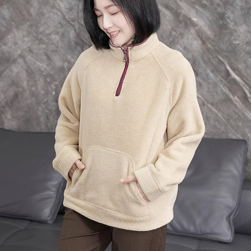 摇粒绒卫衣女款加厚保暖半高领新