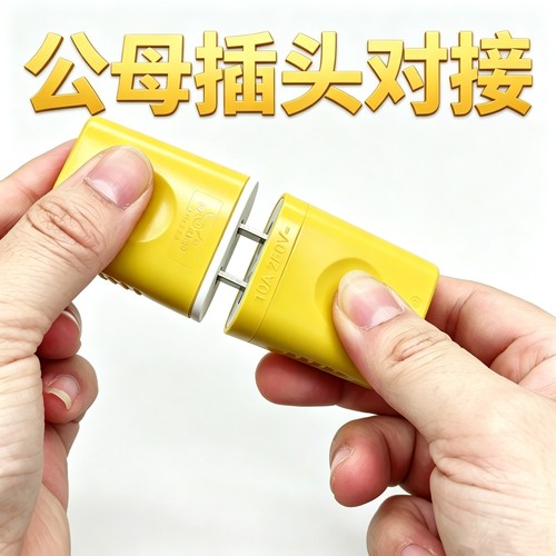 2500W纯铜二脚公母对接插头