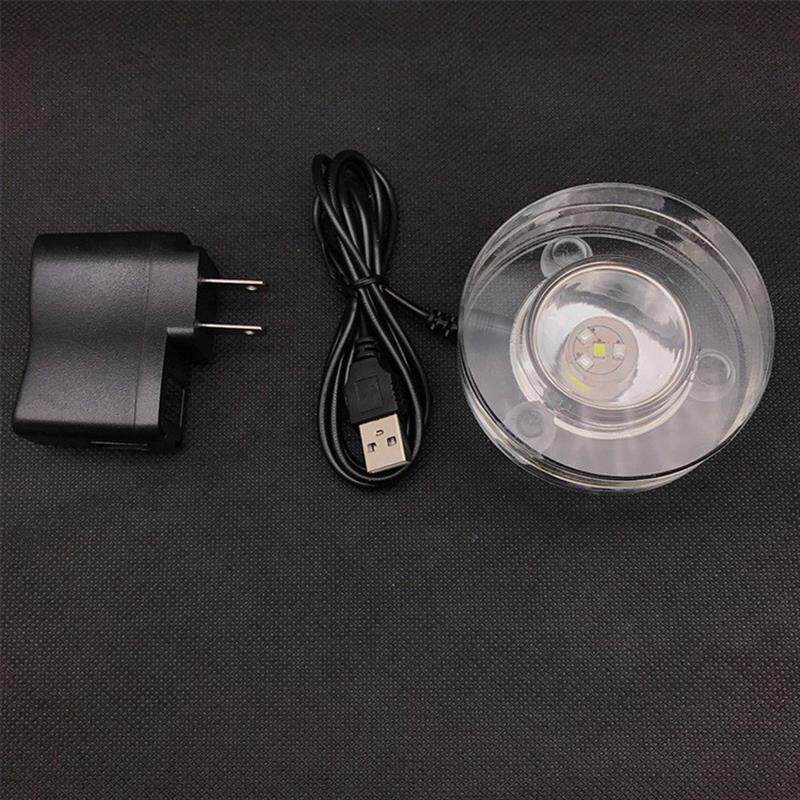 水晶灯座七彩发光底座led白光灯座水晶工艺品灯饰摆件