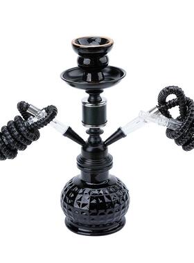 跨境现货高款阿拉伯水烟双管小号铝段壶套装水烟具玻璃烟斗hookah