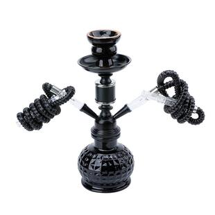 跨境现货高款阿拉伯水烟双管小号铝段壶套装水烟具玻璃烟斗hookah