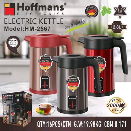 Hoffmans 2567 Electric Kettle Keep hot 2.8L 16PC/CTN