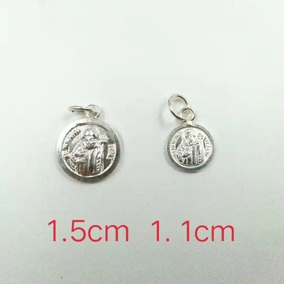 足银人物纯银DIY吊坠项链diy饰品本笃银圣牌