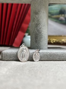 S925银吊坠 复古做旧十字架椭圆银饰男女银项链坠纯银圣牌