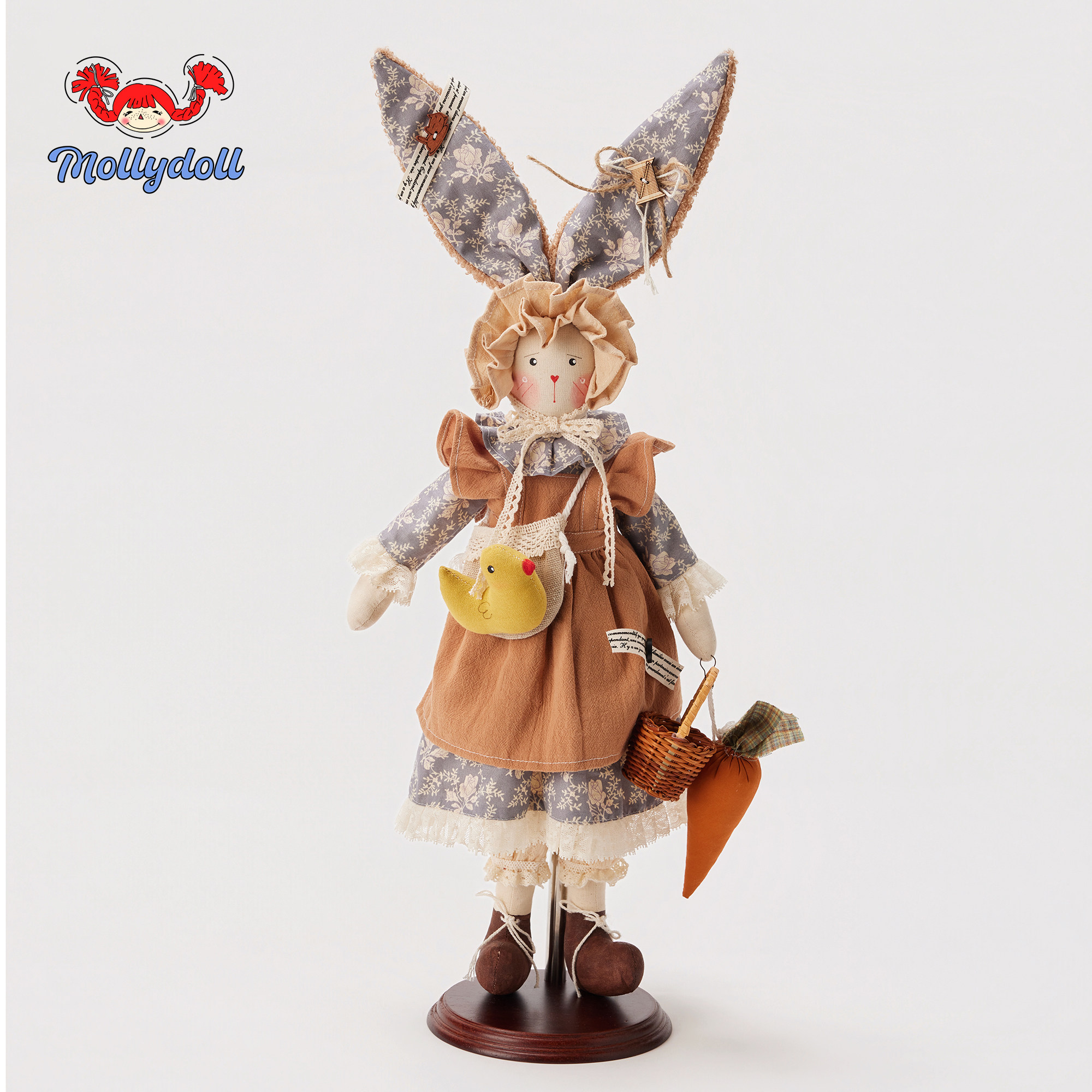 Mollydoll手工娃娃兔子玩偶摆件毛绒玩具公仔生日礼物送女友