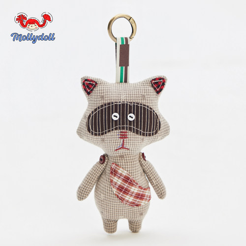Mollydoll手工娃娃玩偶包包浣熊挂件生日新年礼物钥匙扣车挂