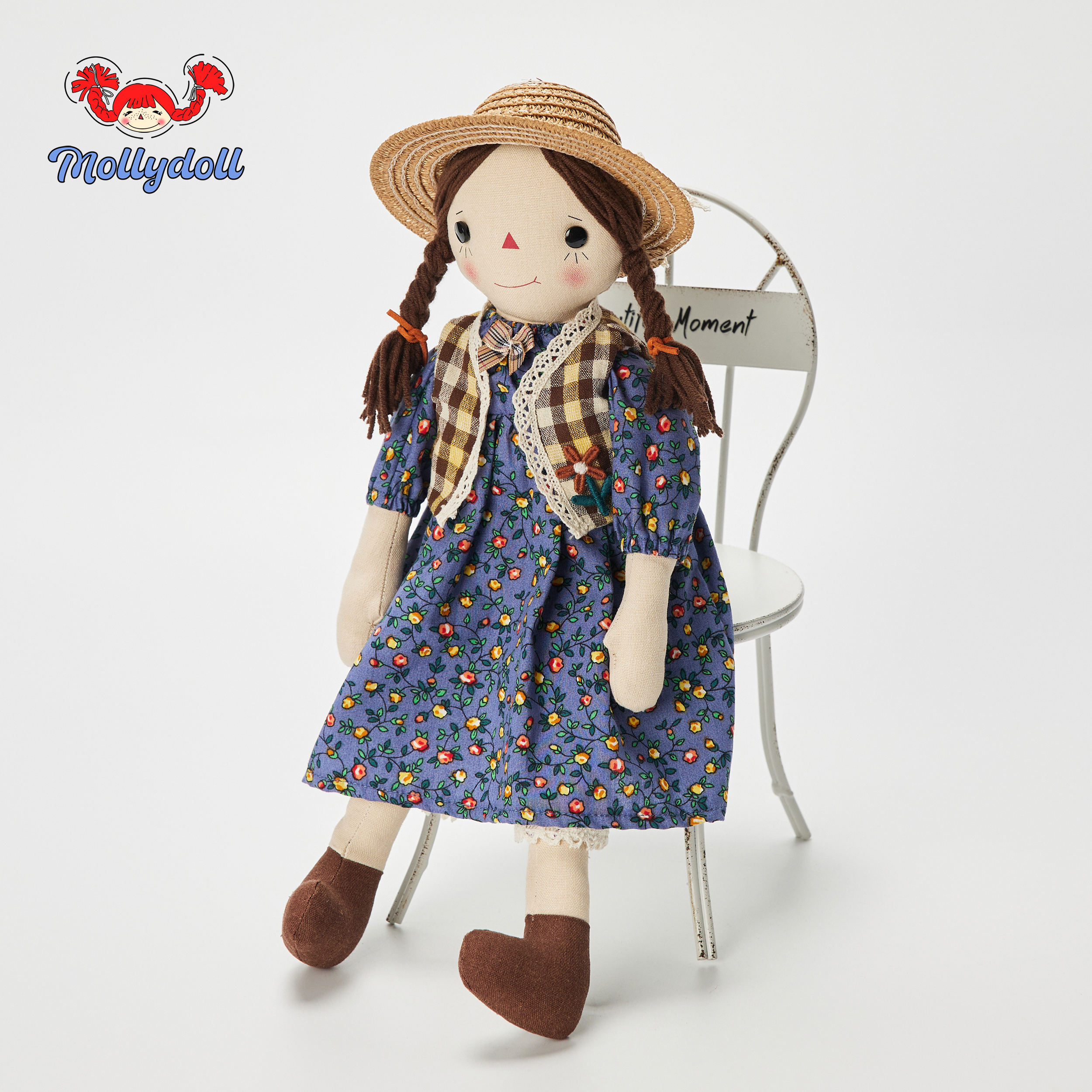 Mollydoll复古手工娃娃玩偶40CM乡村摆件生日礼物毛绒玩具公仔