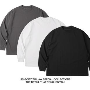 打底小领口圆领秋冬T恤男女日系 26AW基础320G洗水宽松通勤长袖