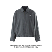 URBAN 男女宽松休闲翻领条纹质感灰色秋冬复古长袖 防风夹克外套