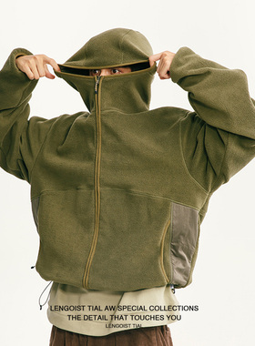 LENGOIST机能冬季复古山系户外连帽摇粒绒男女保暖卫衣outdoor