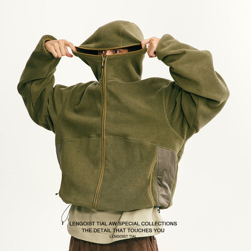 LENGOIST机能冬季复古山系户外连帽摇粒绒男女保暖卫衣outdoor