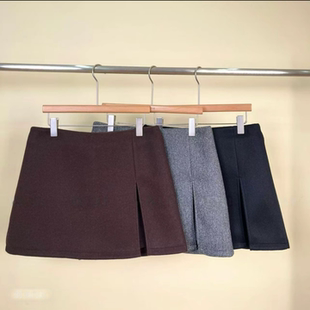 新款 大码 秋季 宽松高腰开叉a字半身裙裤 微胖mm遮胯显瘦短裙子 女装