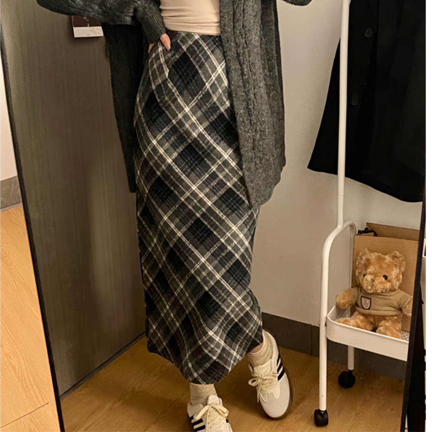 【国标裙长】百搭格子毛呢格纹裙