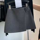 大码 胖mm气质不规则毛呢半身裙女秋冬高腰短裙子防走光A字包臀裙