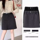 灰色毛呢短裙女秋冬新款 高腰韩版 a字裙小个子通勤显瘦休闲半身裙