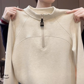 女装 半高领拉链长袖 T恤女秋冬季 胖mm大码 设计感修身 独特漂亮上衣