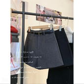 胖mm毛呢短裤 气质百搭厚款 大码 2025秋冬新款 高腰显瘦阔腿a字靴裤