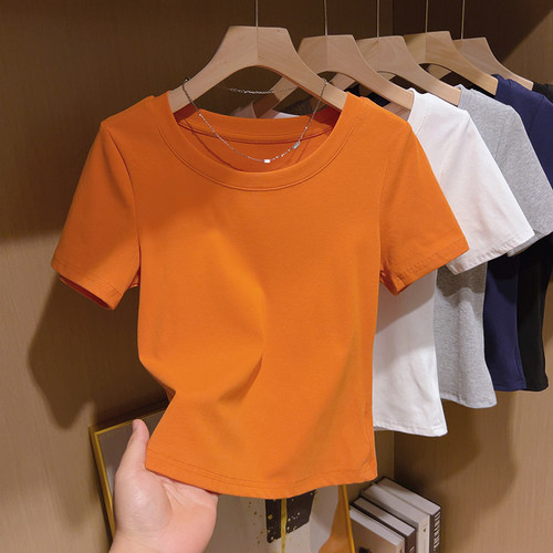 大码胖mm2025夏季新款简约时尚正肩短袖t恤显瘦百搭纯色圆领上衣