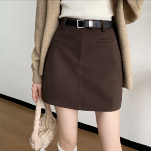 大码 半身裙女高腰显瘦a字包臀防走光短裙 胖mm毛呢秋冬2025新款