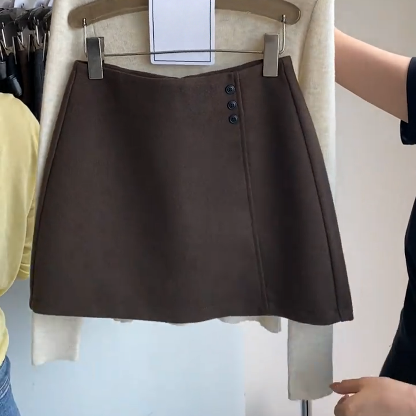 复古小香风百搭毛呢短裙女大码胖mm秋冬气质显瘦包臀a字半身裙子